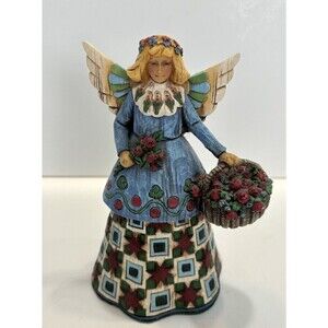 Jim Shore Heartwood Creek Angel Flowers Figurine #105169 Quilted Folk Art